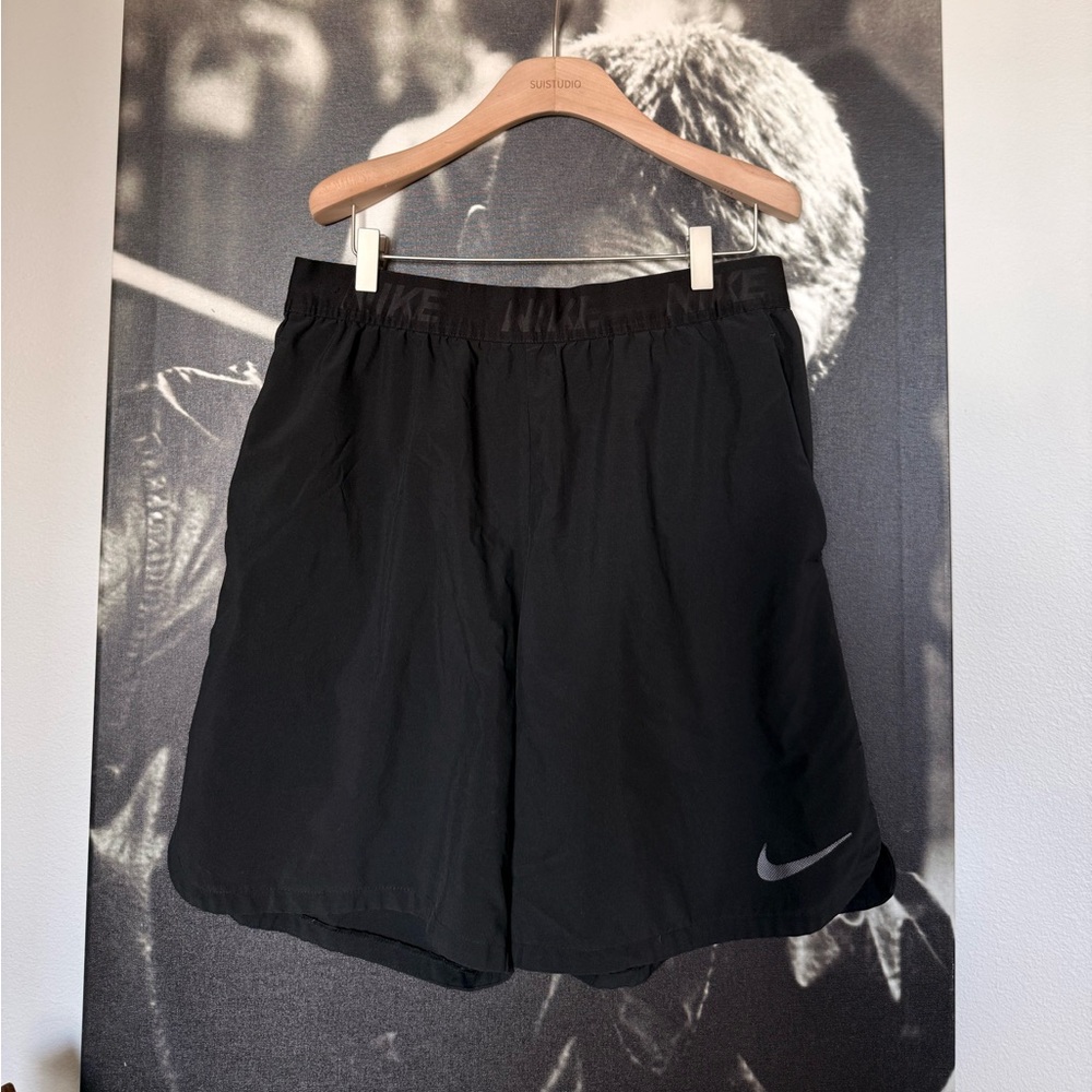 Nike Black Running Shorts with Silver Swoosh